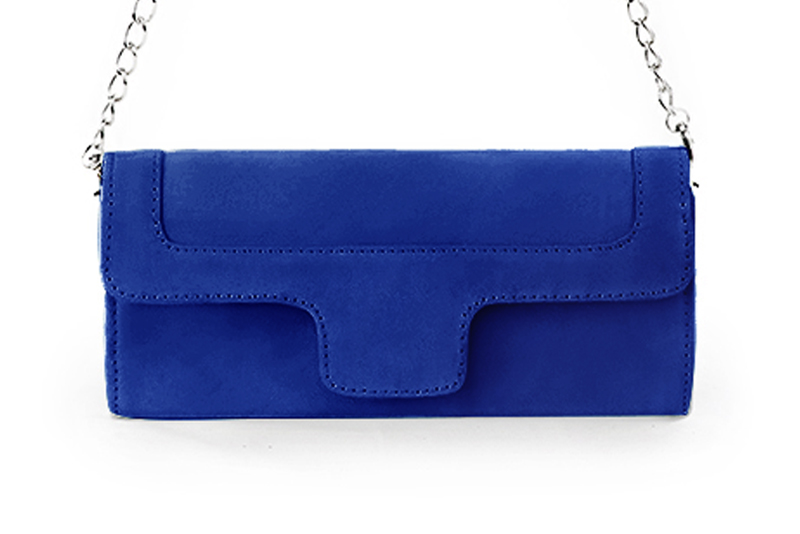 Dress clutch for wedding and parties in electric blue leather - Profile view